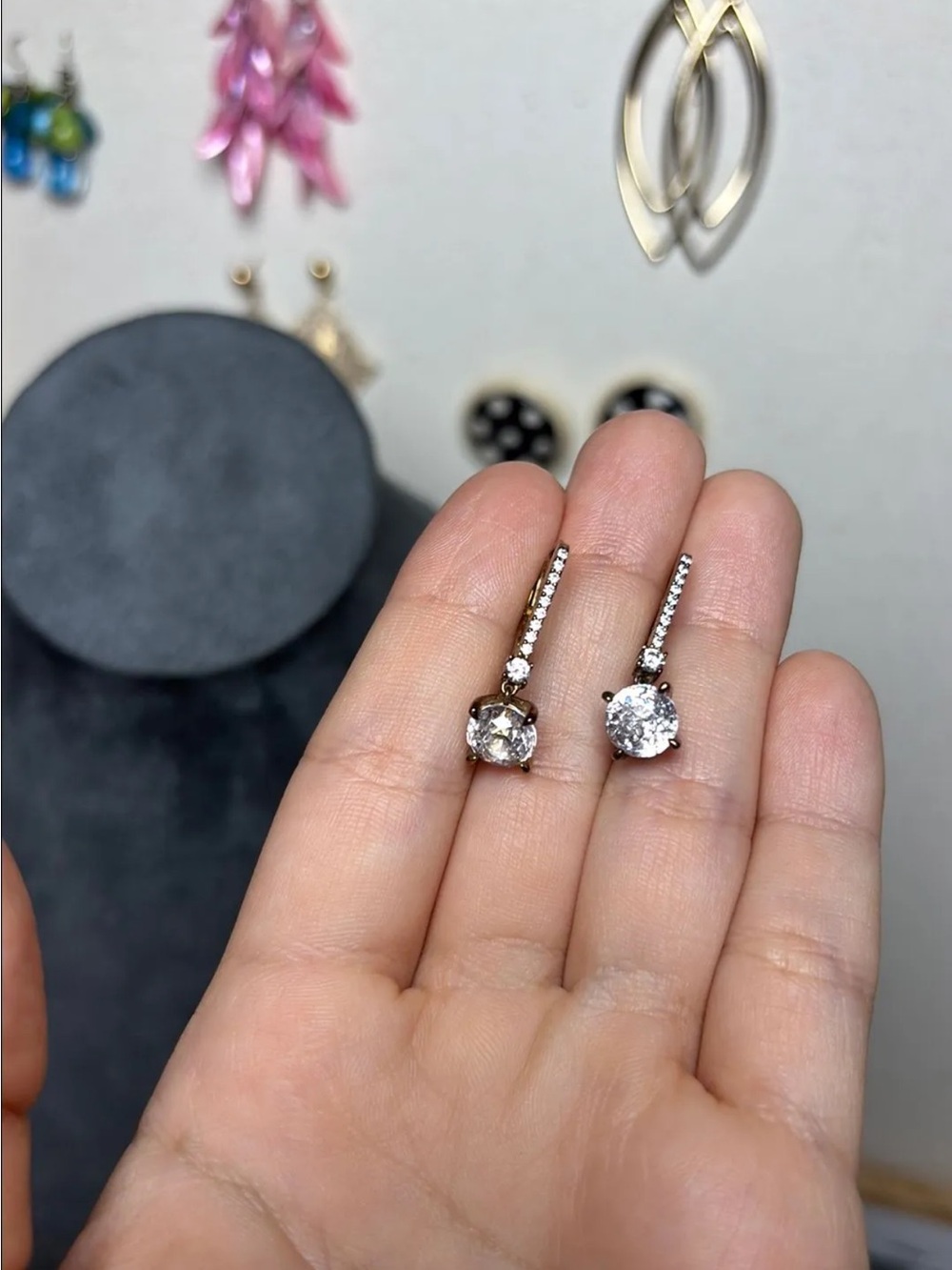 Classic Round Cubic Zirconia Drop Earrings - Silver Sparkle